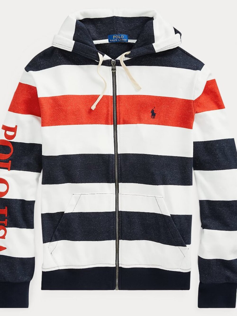 Polo by Ralph Lauren Womens  Red, White & Navy Striped Zip Hoodie Sz S Americana